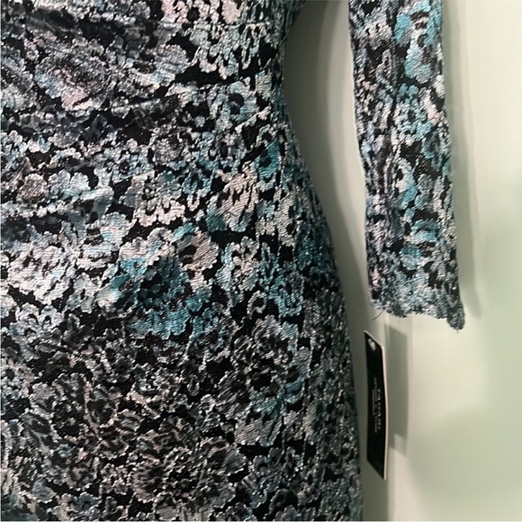 🆕 Tahari Arthur Levine metallic Floral Lace Dress with 3/4 Sleeves. Has stretch - Picture 4 of 11